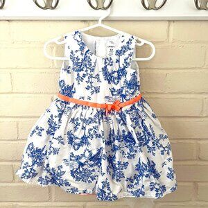 Carter's | Sleeveless Floral Print Blue & White Dress | 12 Month